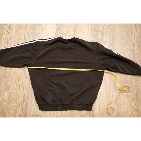 Adidas Black Three Stripe Crewneck Sweatshirt Boxy Fit - Picture 4 of 4